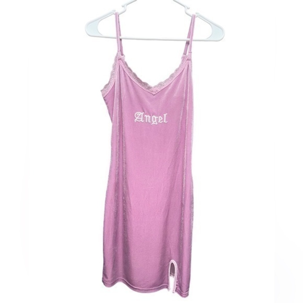 SHEIN Velvet and Lace Cami Night Dress Angel